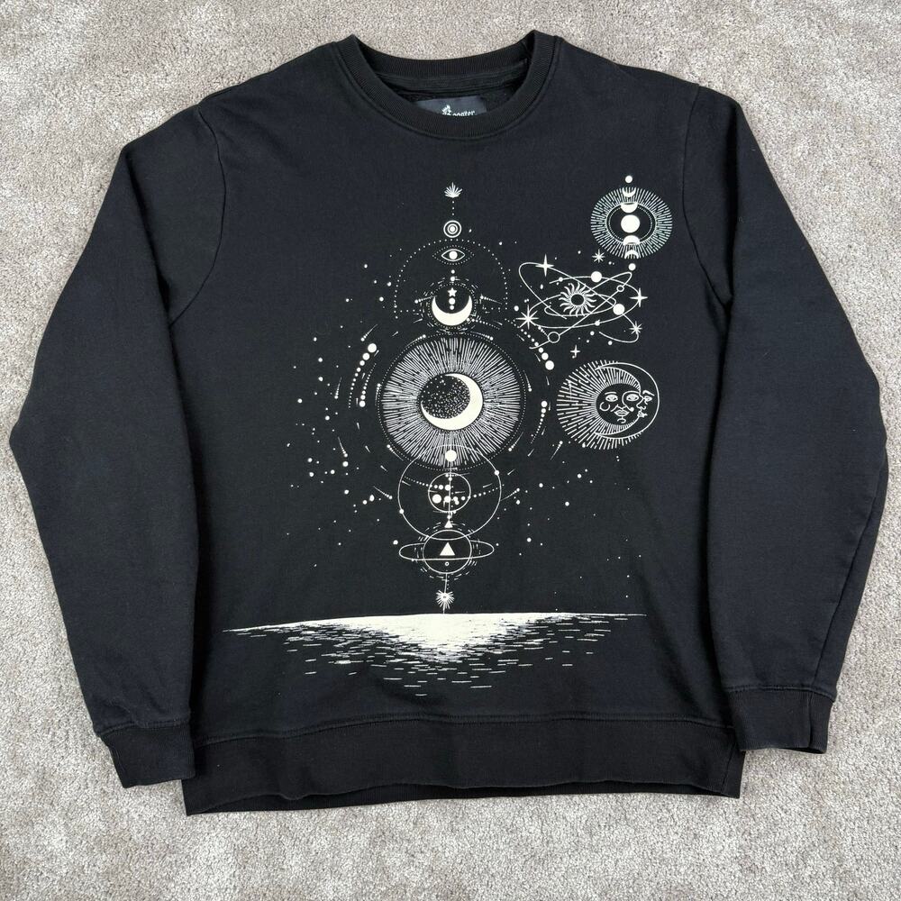 Black Blind Rooster Celestial Crewneck Sweatshirt Size M Witchy Astrology